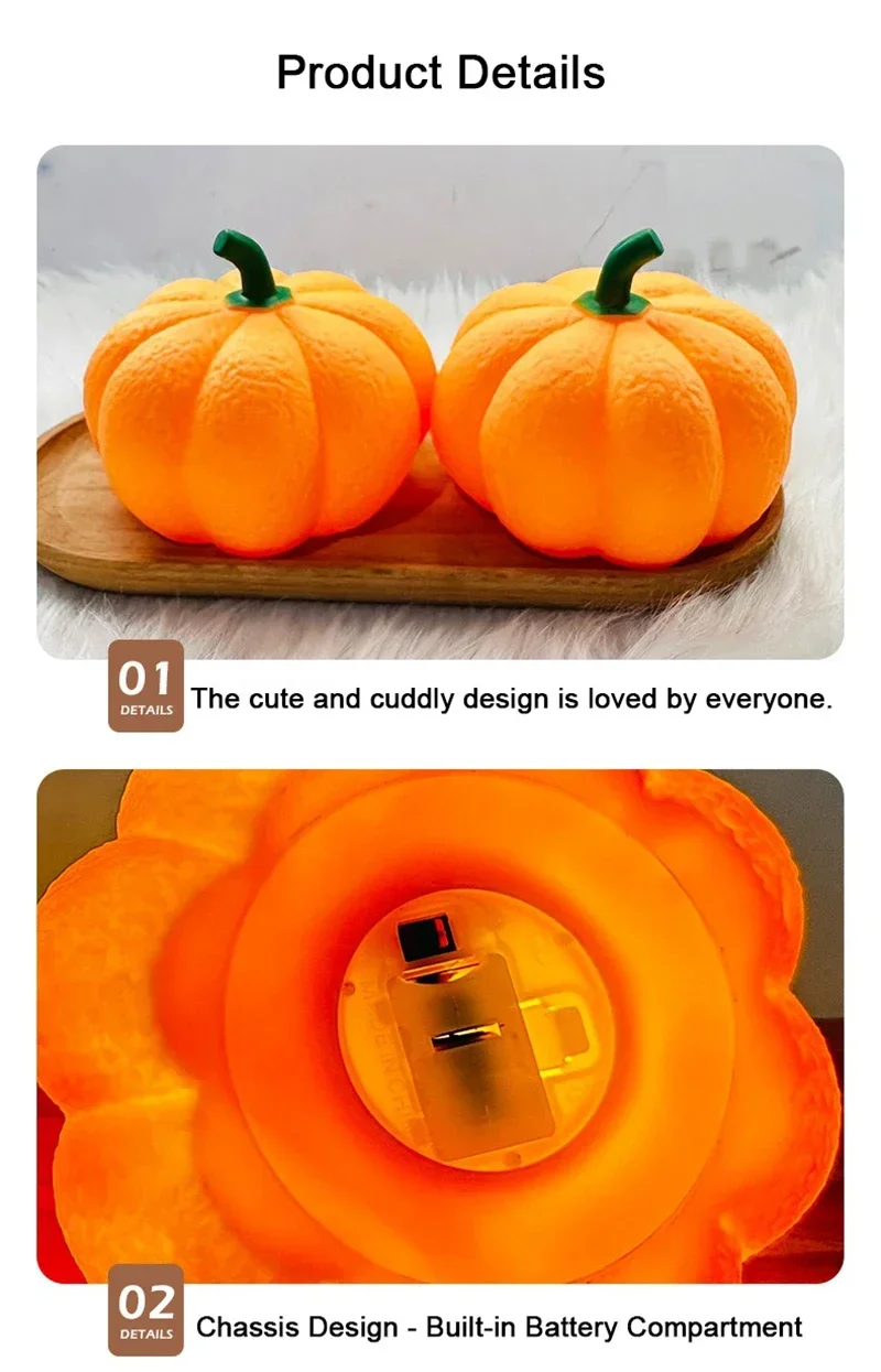 Lumora Pumpkin LED Lamp Warm Glow Night Light