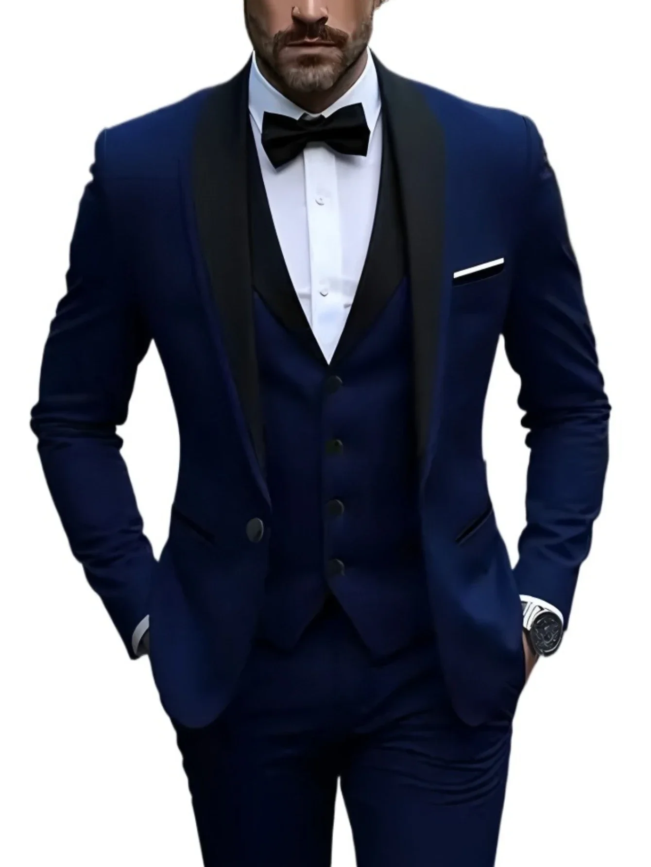 Costumes pour hommes à fente blanche 3 pièces