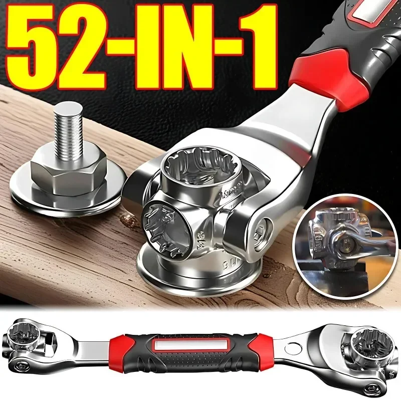 52 in 1 Multipurpose Socket Set Universal Ratchet Wrench Spline Bolts Sleeve 360 Degree Rotation Hand Tools Car Repair Home Kit