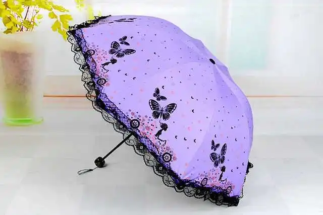 Description Picture 6 of itemButterfly Lace Printed Sunshade Umbrella For Both Rain And Sunshine, Triple Fold Wind Resistant Sunshade Umbrella