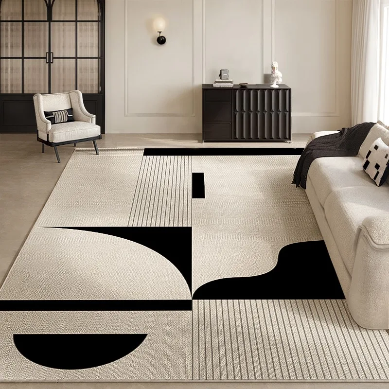 Black White Geometric Living Room Decorative Carpet Modern Minimalist Bedroom Carpets Line Art Study Room Rug Easy To Care Rugs 5