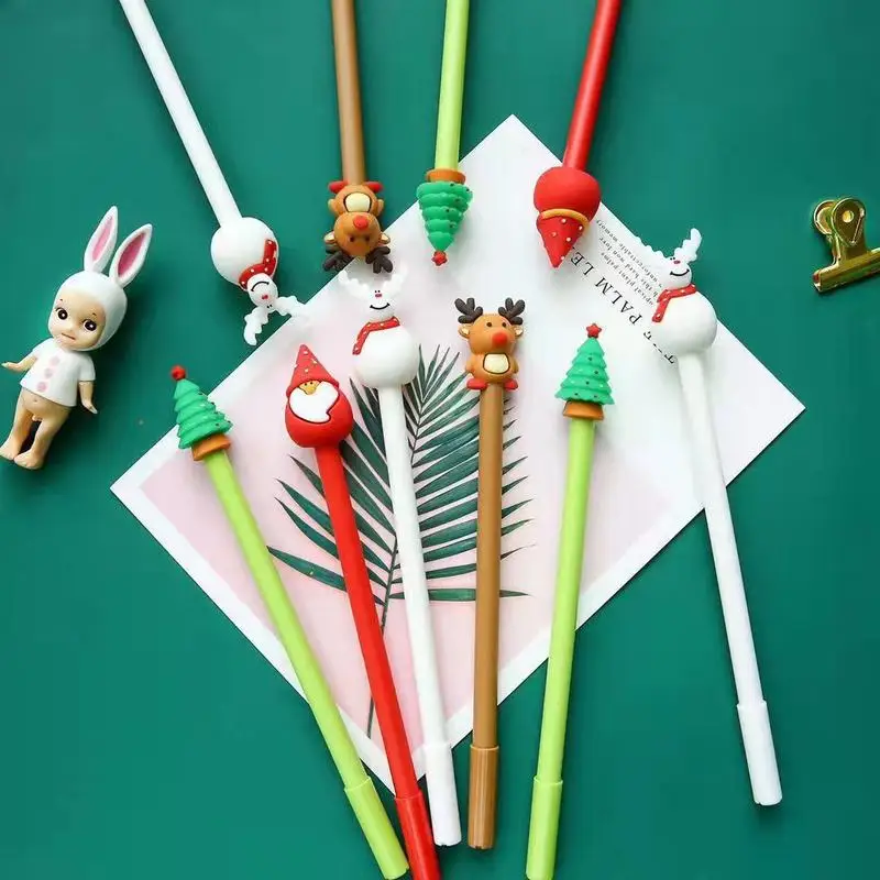 

36pcs Cartoon Gel Pen Christmas Snowman Silicone Pen Girl Heart Cute Student Writing Stationery 0.5mm Black Children's Prize