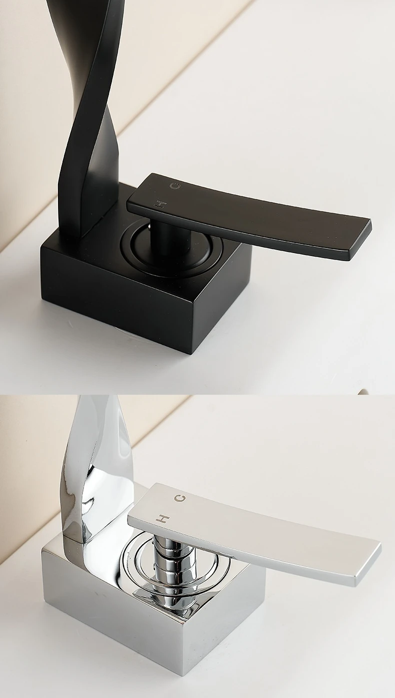 Waterfall Brass Single Hole Mixer Tap Creative Shape Basin Sink Faucet