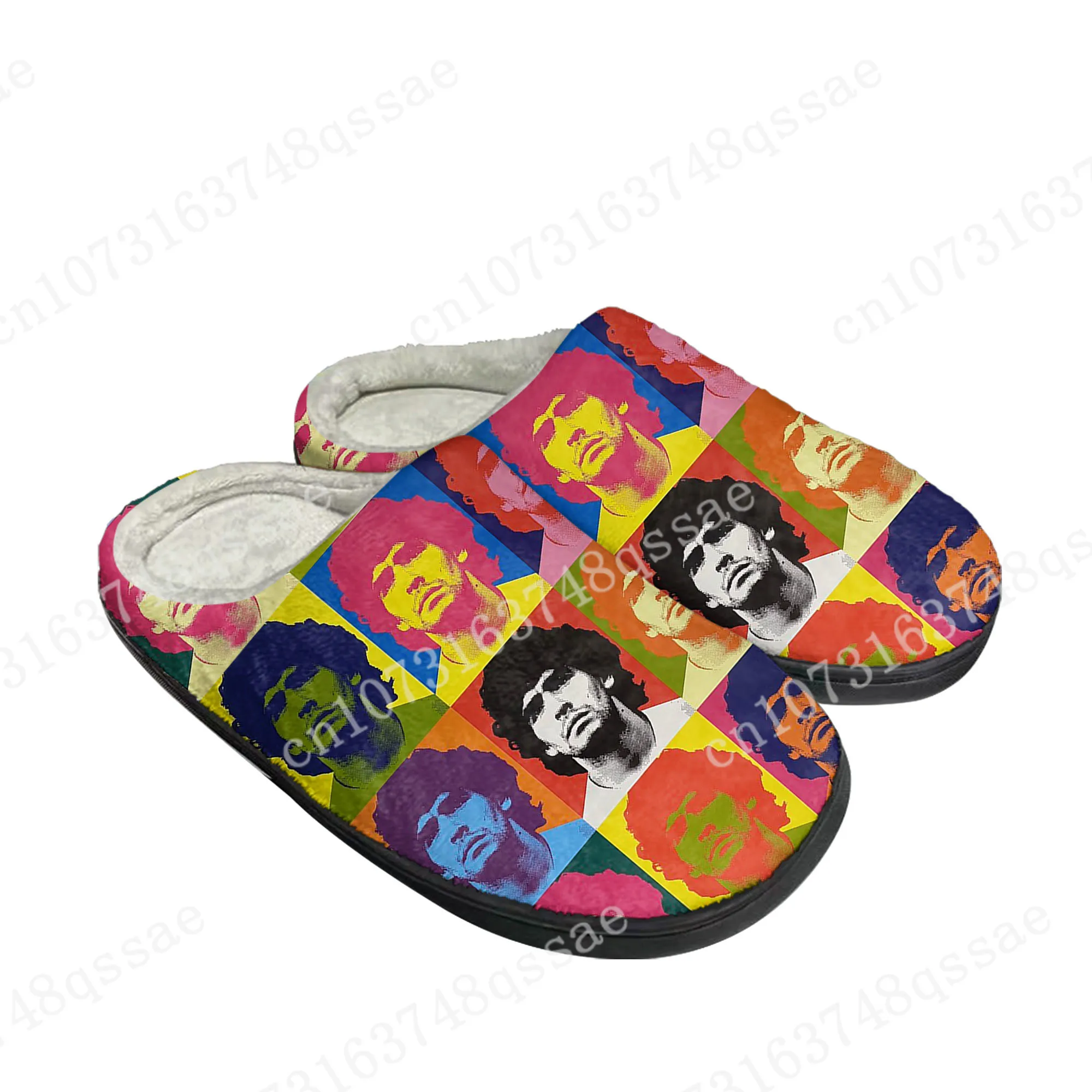 

Домашние хлопковые тапочки для мужчин и женщин, игрок в футбол, Диего Марадона, плюшевая Повседневная Теплая обувь для спальни, обувь под заказ