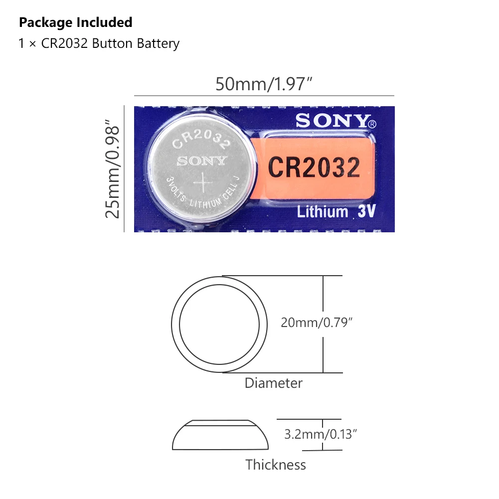 SONY 1-50Pcs CR2032 3V Lithium Button Cell Batteries BR2032 DL2032 ECR2032 CR 2032 Coin Battery Single Use For Watch Calculator