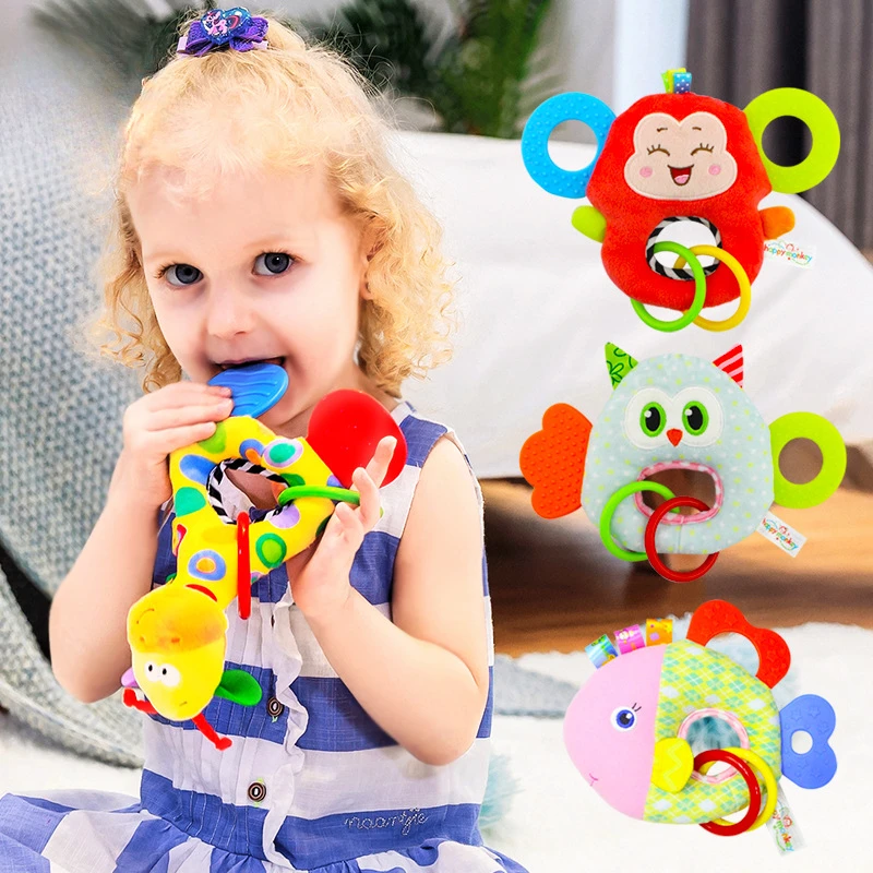 

Baby hand-held toy rattle rattle music gum can bite baby grip training