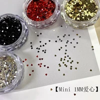 1Mm Mini Loving Heart Shape Glitter Powder Nail Charm Gold and Silver Sequins Chrome Powder Winter Nail Accessories Decoration 2