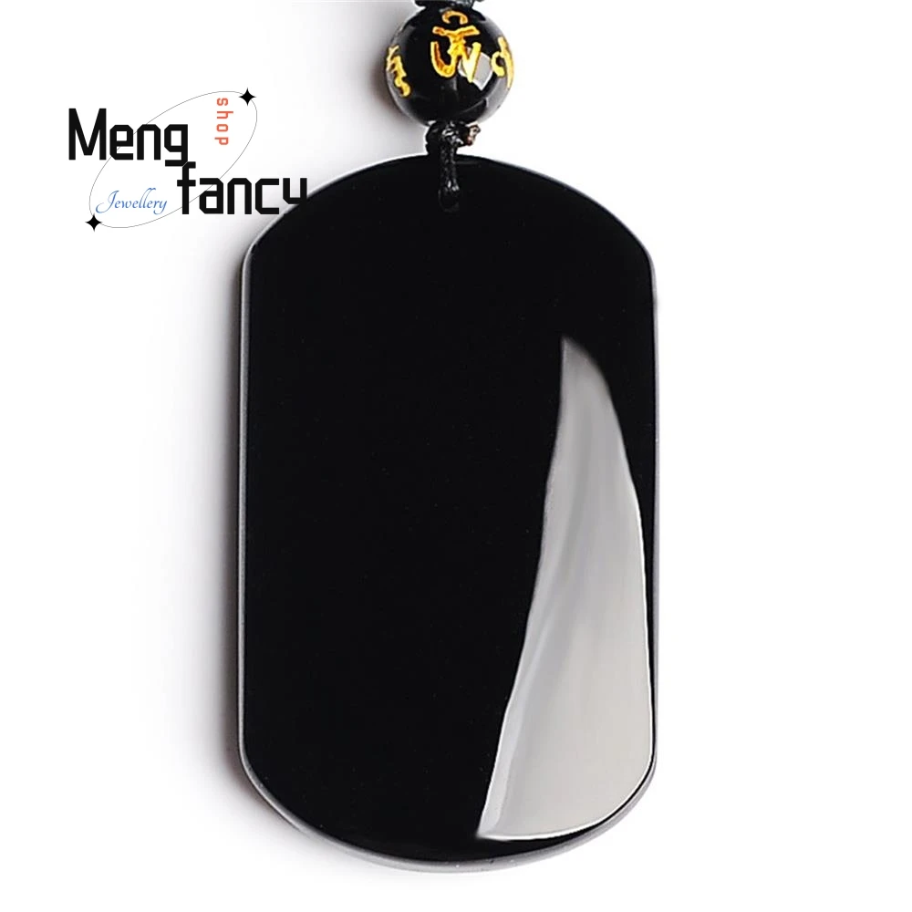 

Natural Black Obsidian Peace Without Incident Pendant Amulet Mascot Engraver Customized Fashion Best Selling Man Women Jewelry