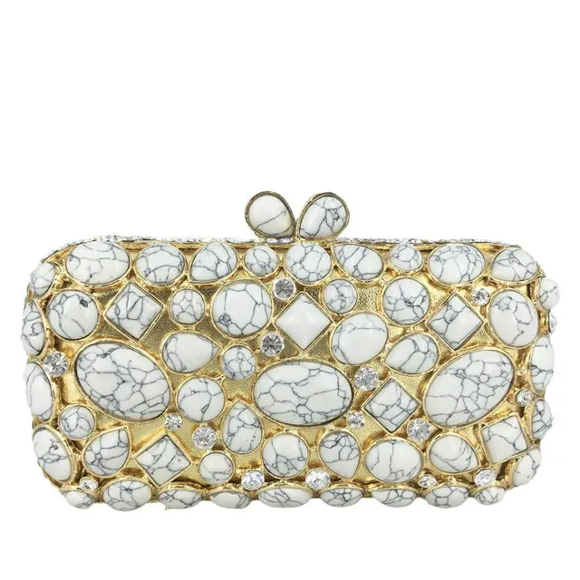 Boutique De FGG Bolsos De noche con piedra De ágata sintética turquesa mujer, bolsos De fiesta formales con diamantes imitación| | - AliExpress