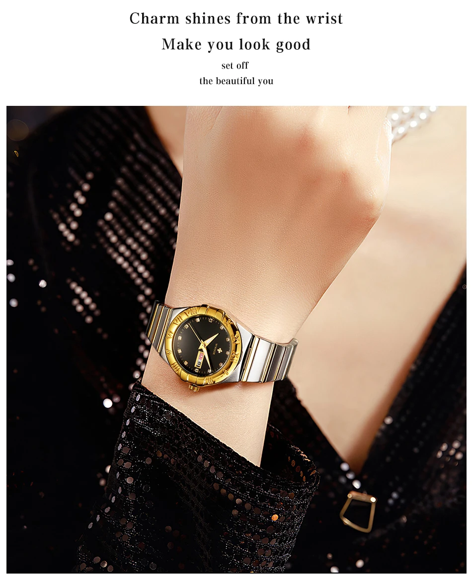 Montre-bracelet à Quartz Simple et élégante pour femmes, en acier inoxydable, bracelet de luxe, décontracté, Business_voghion.com