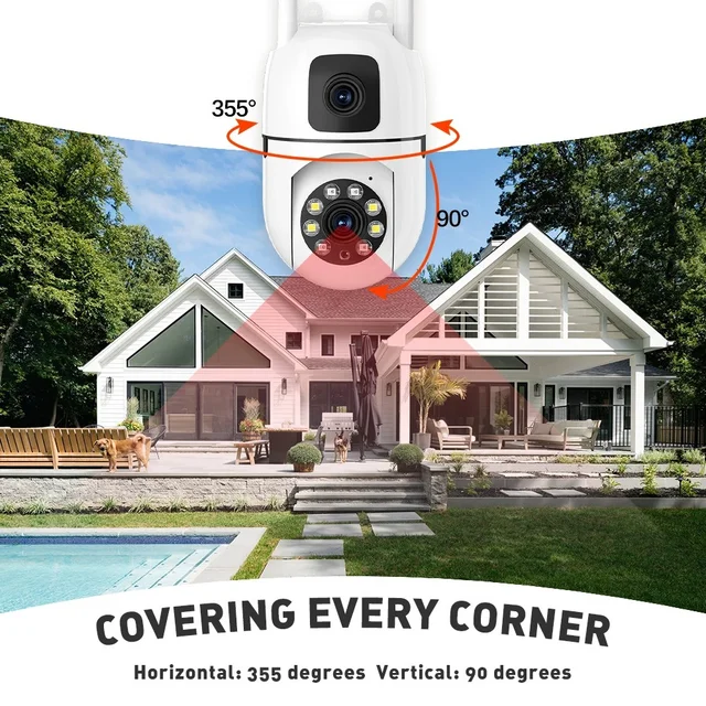 8MP IP Camera WIFI 8X Zoom PTZ Dual Lens Surveillance CCTV Camera Two-way Audio Color Night Vision Motion Detection Wireless Cam 2