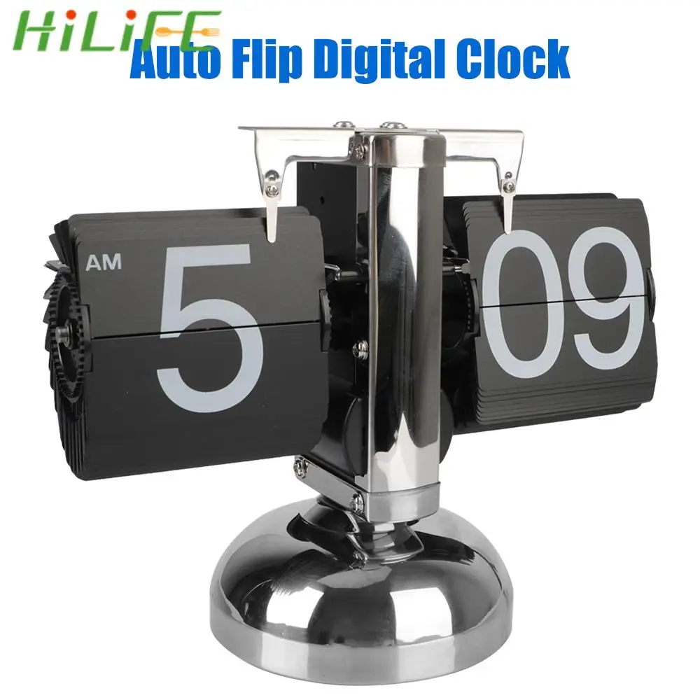 

HILIFE Flip Internal Gear Operated Retro Flip Clock Auto Flip Home Decors Digital Clock Desktop Clock Operated Quartz Clock
