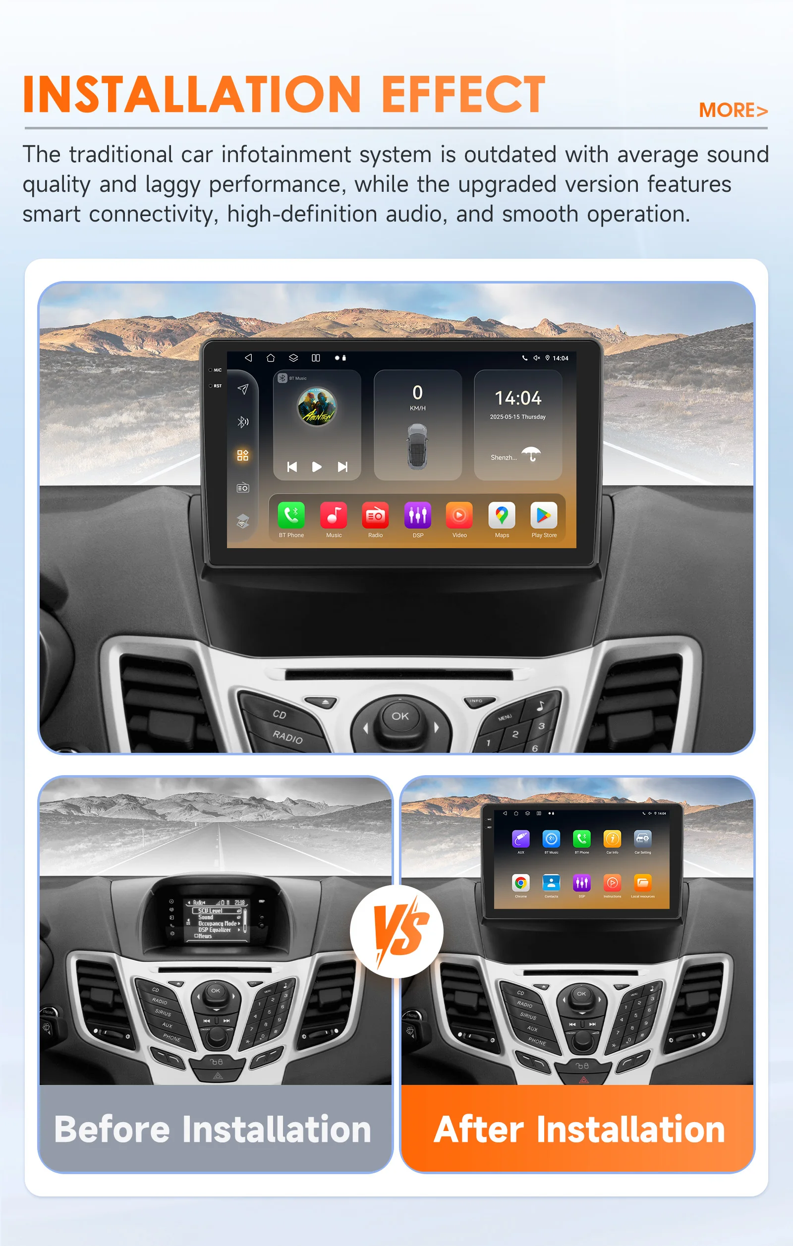 Hizpo Carplay 2din 4G 8581 AI Systeme Android 14 Autoradio für Ford Fiesta 2009–2017 Multimedia Video Player GPS Autoradio RDS – Detail 8