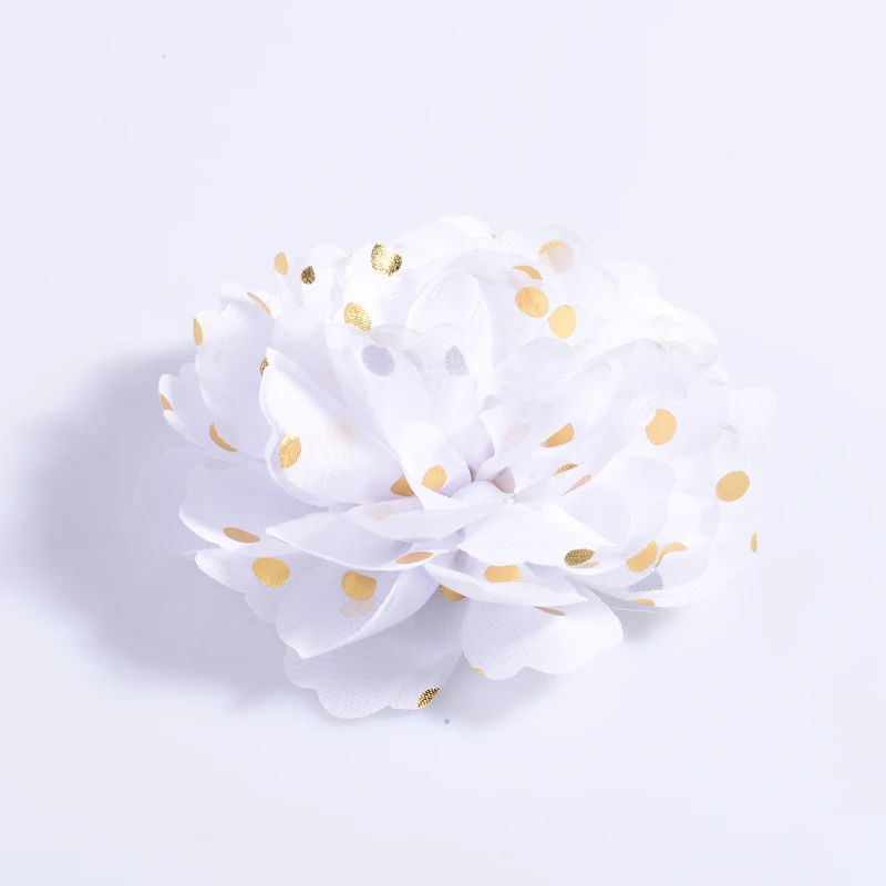 10 Stück 10 cm große dekorative Chiffon-Blumen für Hochzeiten, Verzierung, Stoffblumen mit goldenem Punkt für festliche und Partyzubehör – Detail 18