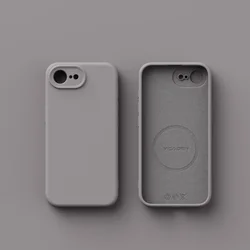 Luxury Magnetic Soft Liquid Silicone Phone Case with Matte Skin Feel Back Cover - iPhone 17 e (Titanium Gray)