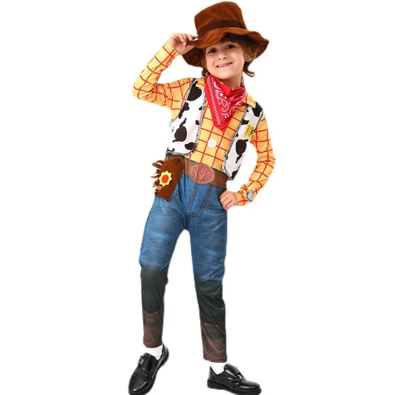 

Woody Costume Children Anime Toy Story Sheriff Woody Pride Cosplay Boy Cowboy Body Clothes Halloween Carnival Costumes