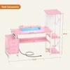 Computer Desk with 2 Fabric Drawers - Reversible Home Office Desk with Power Outlet & LED Lights, 53" Writing Desk 3