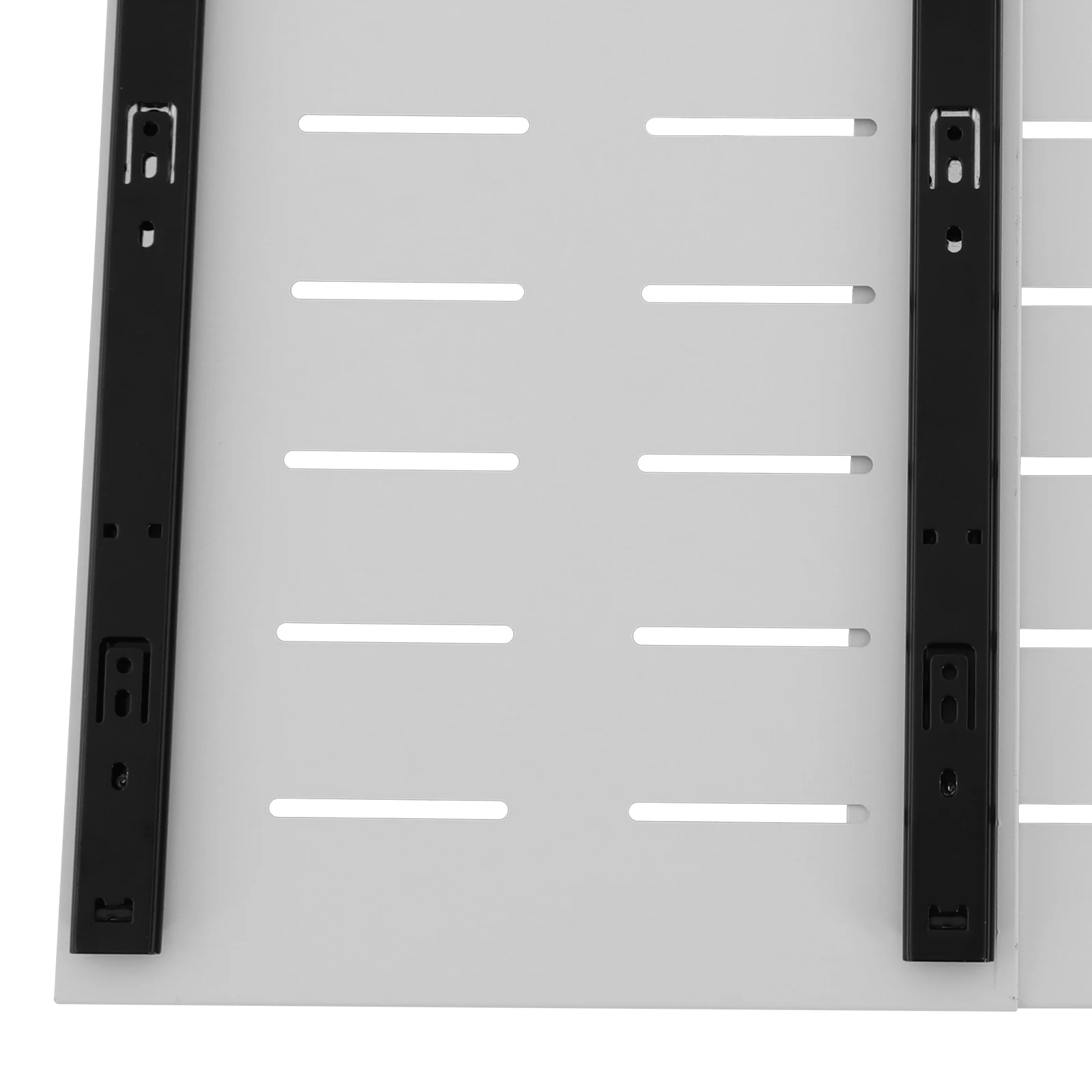 2-teiliger ausziehbarer Metall-Schrankorganizer, 42 cm Schiebeorganizer mit mehreren Lüftungsöffnungen, 10-15 kg Tragkraft, für Küche, Speisekammer, Badezimmer – Detail 13