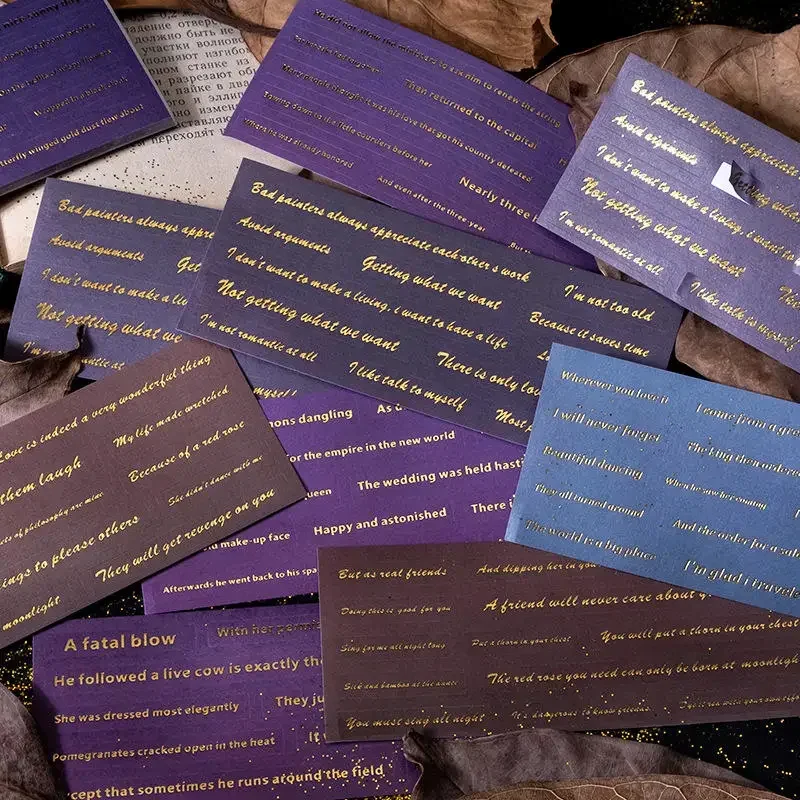 

20Pcs Per Pack Bronzing Stickers Golden Fairy Tale English Material Decorative Word Scrapbooking Base Paper 130*85mm