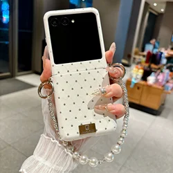 Elegant Glitter Rhinestone Rhombus Case with Chain for Z Flip 8 (A)