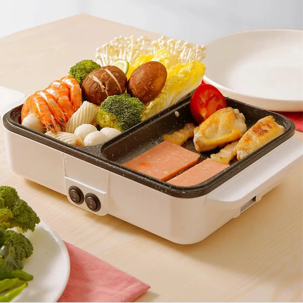110V/220V 1200W 2 IN 1 Electric Hot Pot Cooker BBQ Grill Multicooker Electric BBQ Grill Non Stick Plate Barbecue Pan Cooking Pot 2