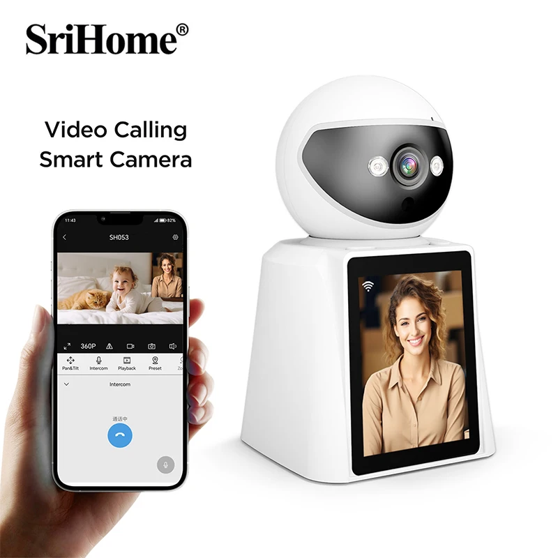 Srihome IP WiFi Camera Surveillance Security Baby Monitor With Screen Human Tracking Cam Full Color Night Vision Indoor Camera srihome sh033 3 0mp wifi ip camera 4ch data base waterproof battery power wireless cam color night vision pir alarm baby monitor