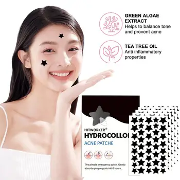 200/400 Counts Black Stars Shaped Hydrocolloid Acne Pimple Patches For Covering Zits Blemishes Spots, Pimple Popper Stickers Kit 1
