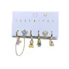 MIGGA 6pcs Cubic Zircon Crystal Princess Drop Earrings Set Original Fairy Tale Women Party Jewelry 6