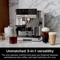 Fast cold brew espresso drip coffee maker with integrated grinder,tamper,hands-free frother for cappuccino and latte 2