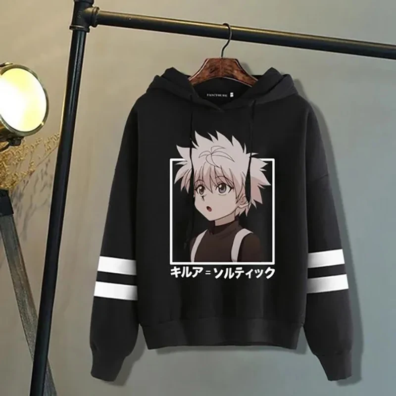 

New Hunter X Hunter Killua Zoldyck Printed Hoodies Men Women Fashion Personality Striped Hooded Sweatshirt Casual Outdoor Tops