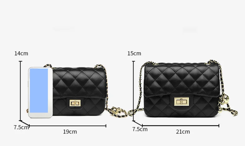 Genuine leather square chubby little golden ball 2024 new women's small fragrant style diamond grid chain single_voghion.com