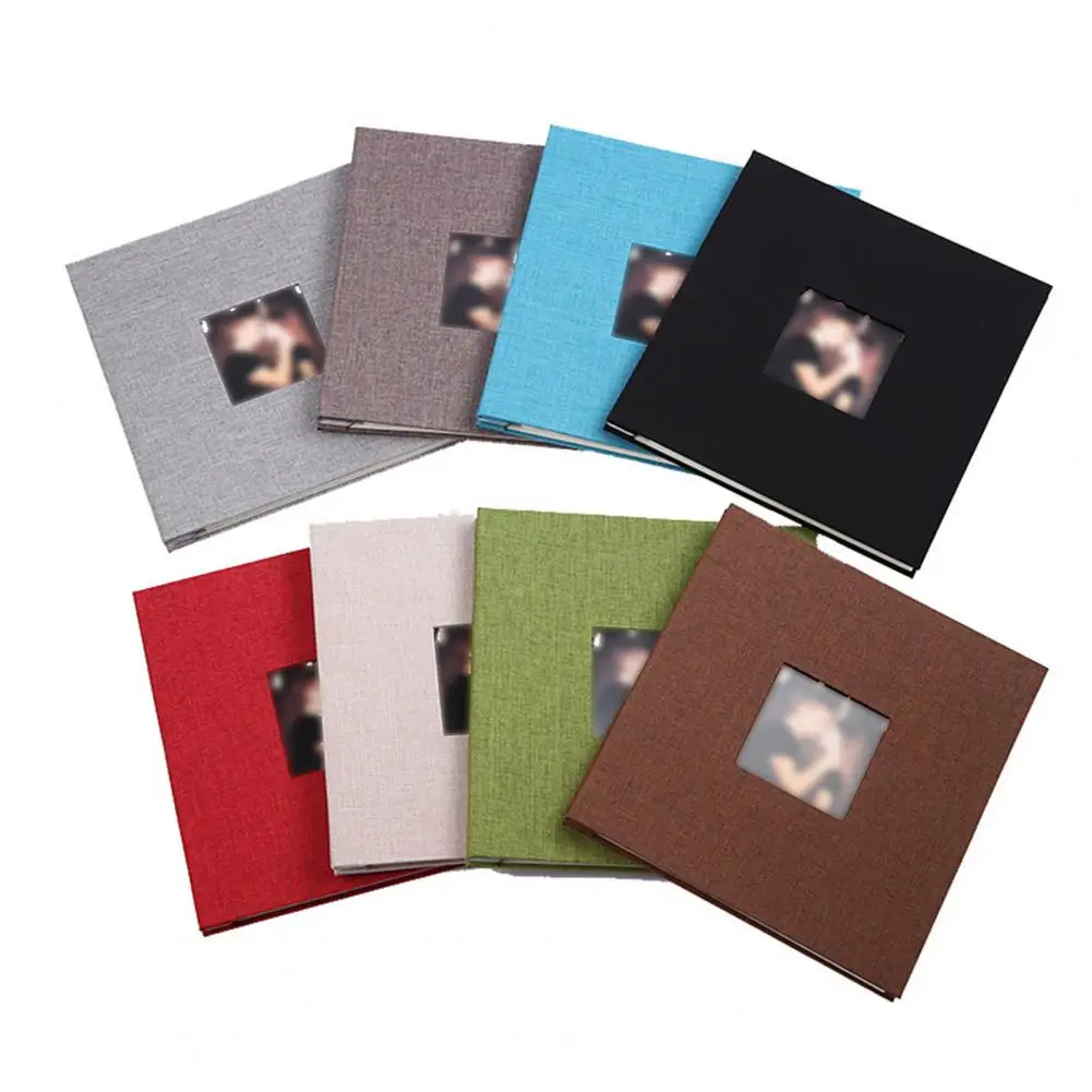 Photo Album 40 Pages Linen Cover Hardcover Reusable Sticky Stamp Collection Book Family Photos Storage Memory Book