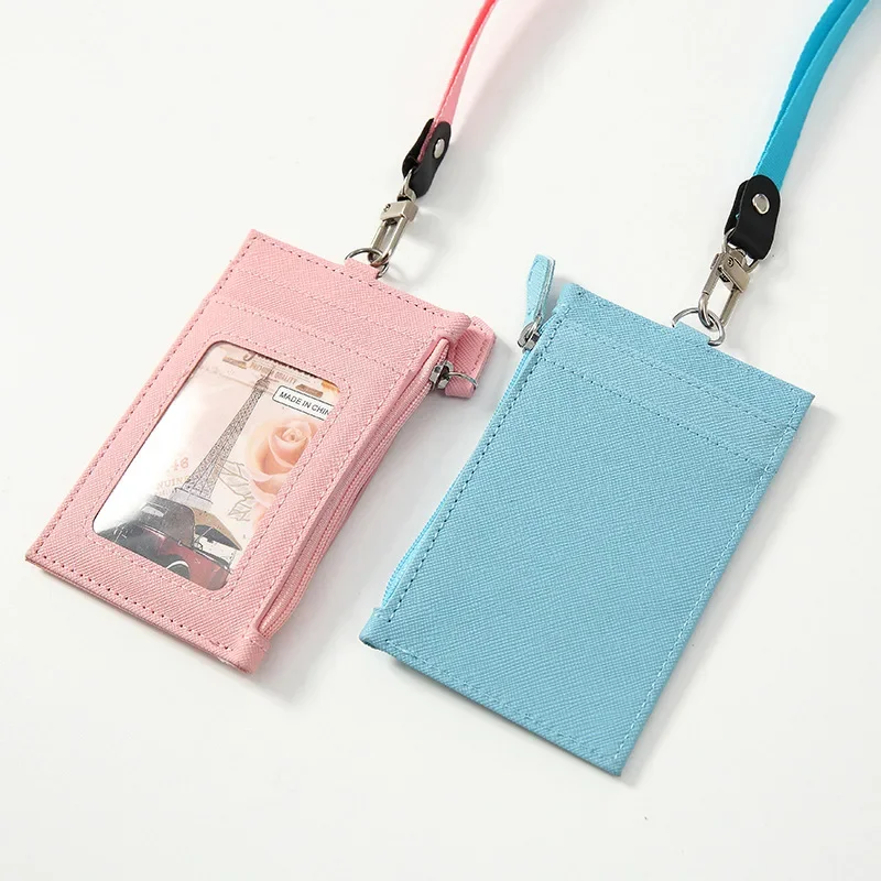 

1Pc New Black Business Credit Card ID Badge Wallet Pouch Women Men Coin Card Purse Holders Neck Strap Student Bus Card Bags