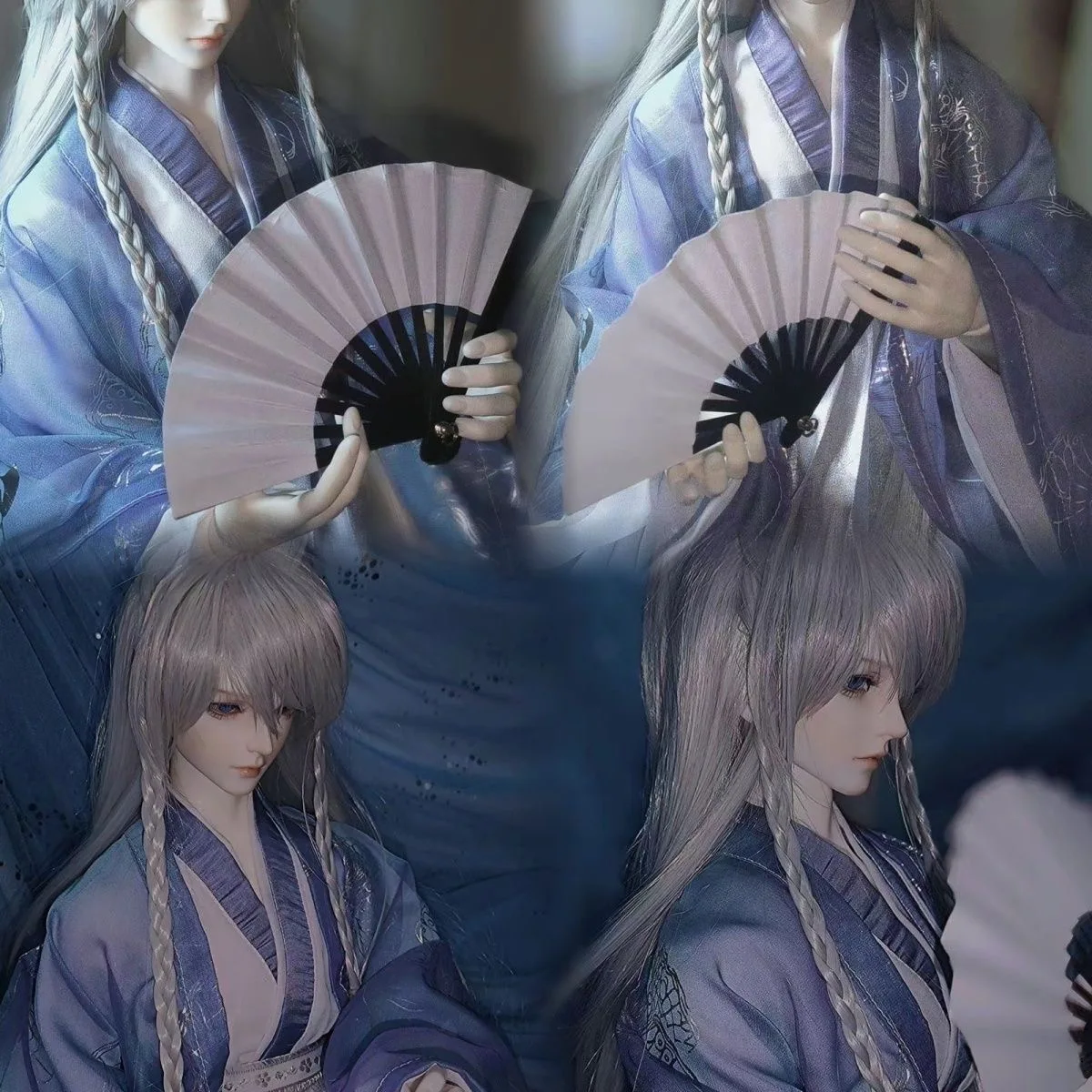 60CM Men's Doll Clothes,Blue 1/6 1/4 1/3 BJD Dress, Ancient Style Garments