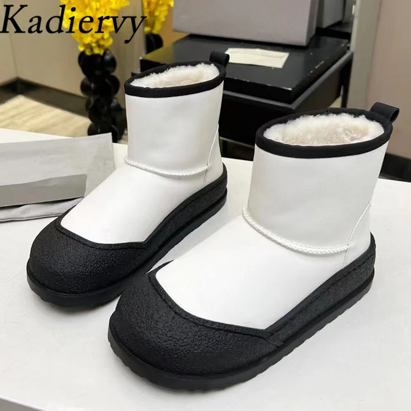 

Winter Fur Snow Boots Woman Round Toe Slip-on Short Boots Thick Sole Shoes Women Wool Warm Ankle Boots For Women Botas Mujer