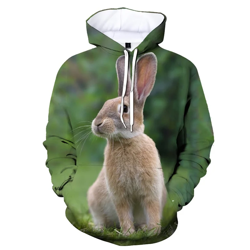 thumbnail image 1 of Sudadera con capucha con estampado 3D de animales, linda sudadera con patrón de conejo, sudadera deportiva informal de manga larga para hombres y mujeres, sudaderas con capucha para niños de otoño, 1 of 5