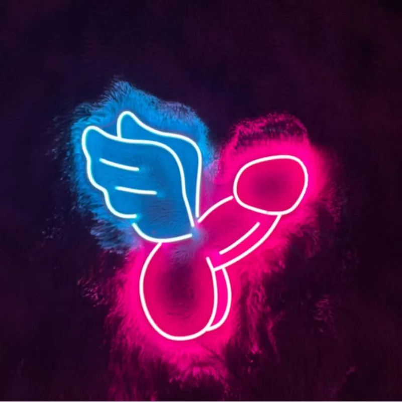 

Sexy Man Dick Ball Symbol Neon Sign Led Lights Bedroom（48x44cm） Personalized Anime Room Taste Male Genital Organ ART Wall Decor