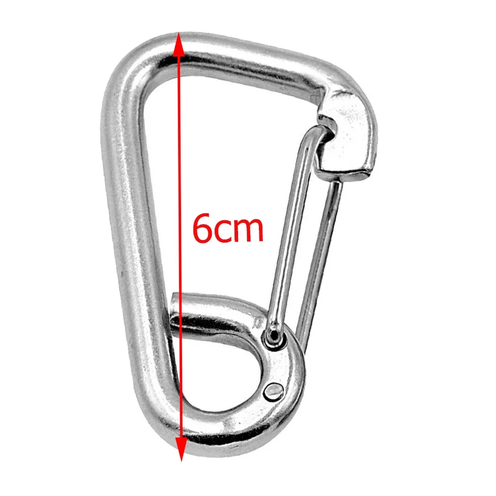Spring Snap Hook Scuba Diving Accessories 6cm Marine Grade Stainless Steel Spring Carabiner Diving Dive Boat Kayak