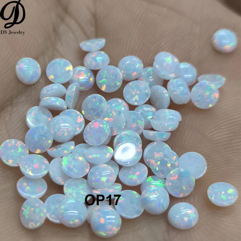 100 Pz 4Mm Rotondo Cabochon Gemme Opale Sintetico Op17 Bianco Op05 Opale Blu Gemma Sciolta