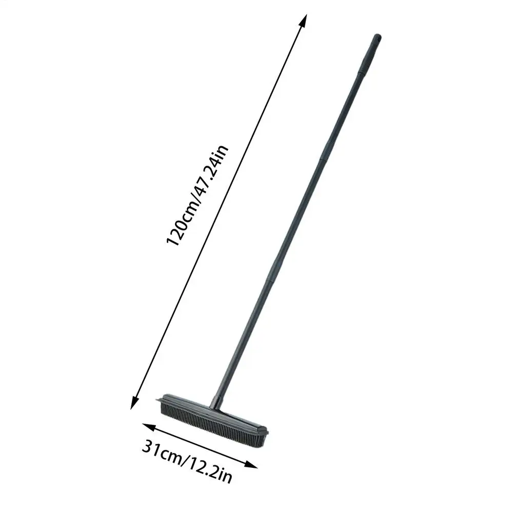 מברשת שטיחים עם שערות סיליקון וידית ארוכה לניקוי שטיחים והסרת שיער לחיות מחמד במקלחת, בחדר האמבטיה, בחדר השינה ובסלון