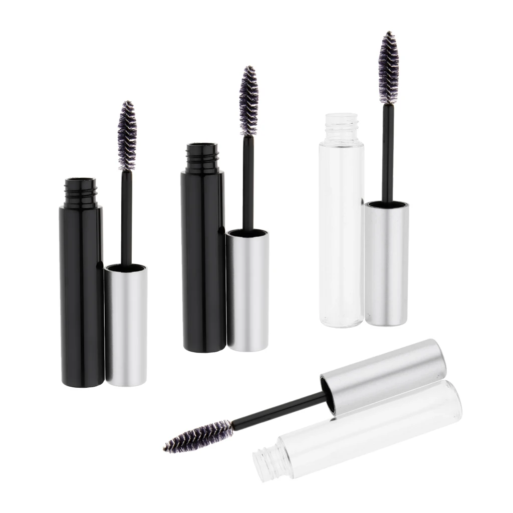 4개/세트 10ml 빈 마스카라 튜브, 속눈썹 완드, 4개 고무 인서트 및 4개