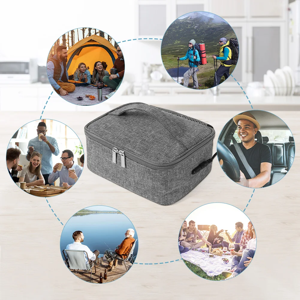 Insulated Lunch Bag Electric Thermal Lunch Bag USB Heating Bag Portable Food Warmer Box Travel Hiking Outdoor Camping Lunch Bag