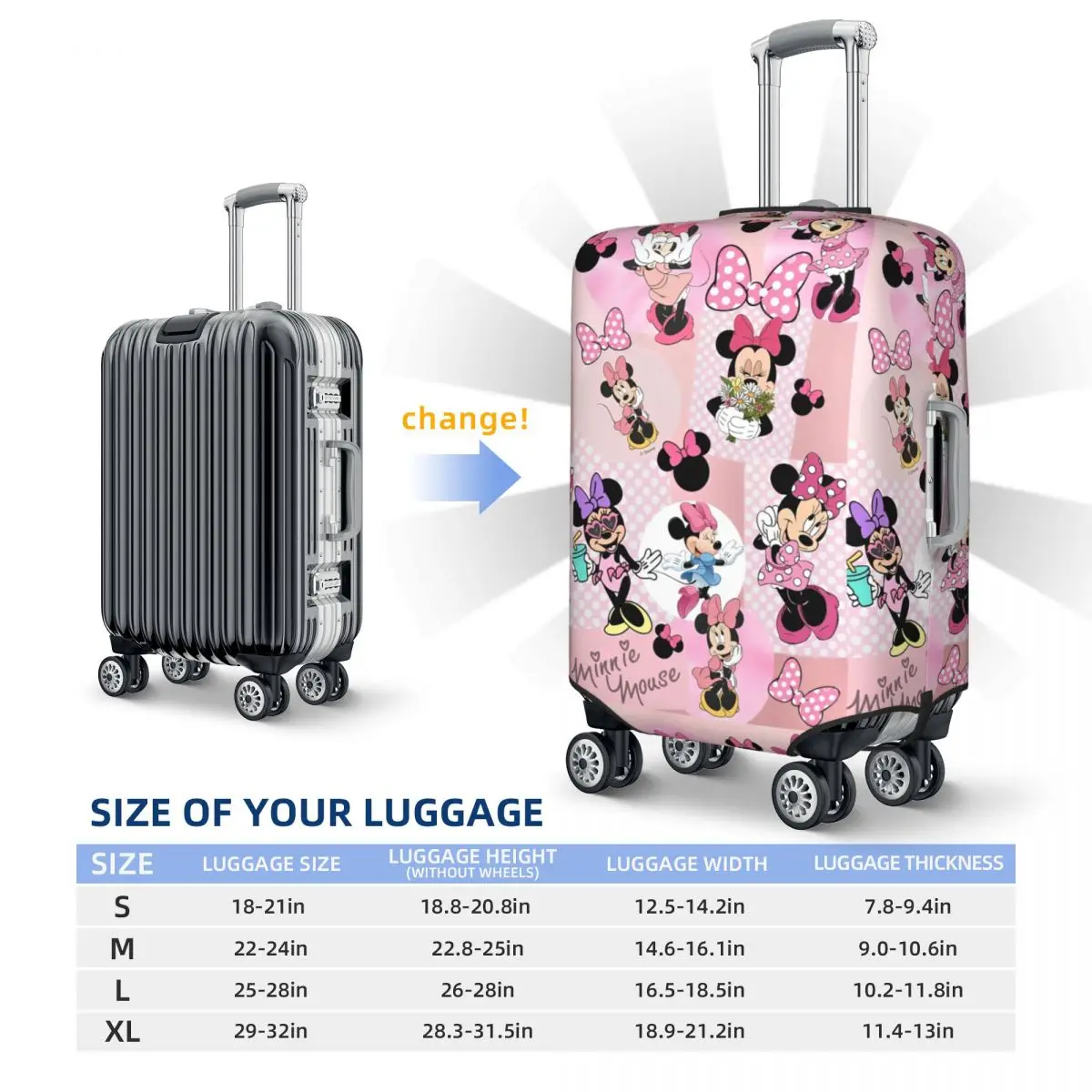 Mickey Minnie Mouse Print Suitcase Cover Mickey Mouse Animal Cartoon Useful Travel Protector Luggage Supplies Holiday 5