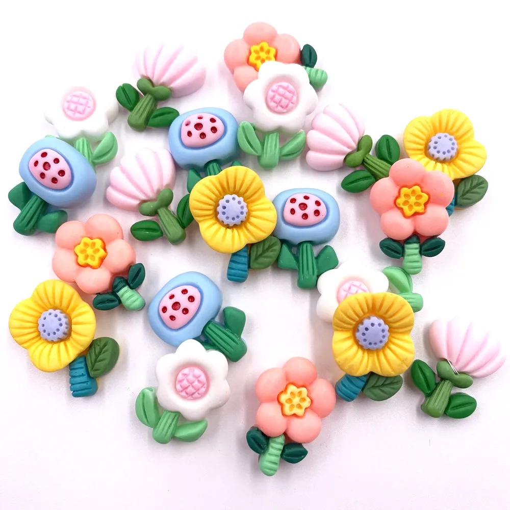 10pcs Resin Painting Colorful Kawaii Cute A Flower Flatback Cabochon ...