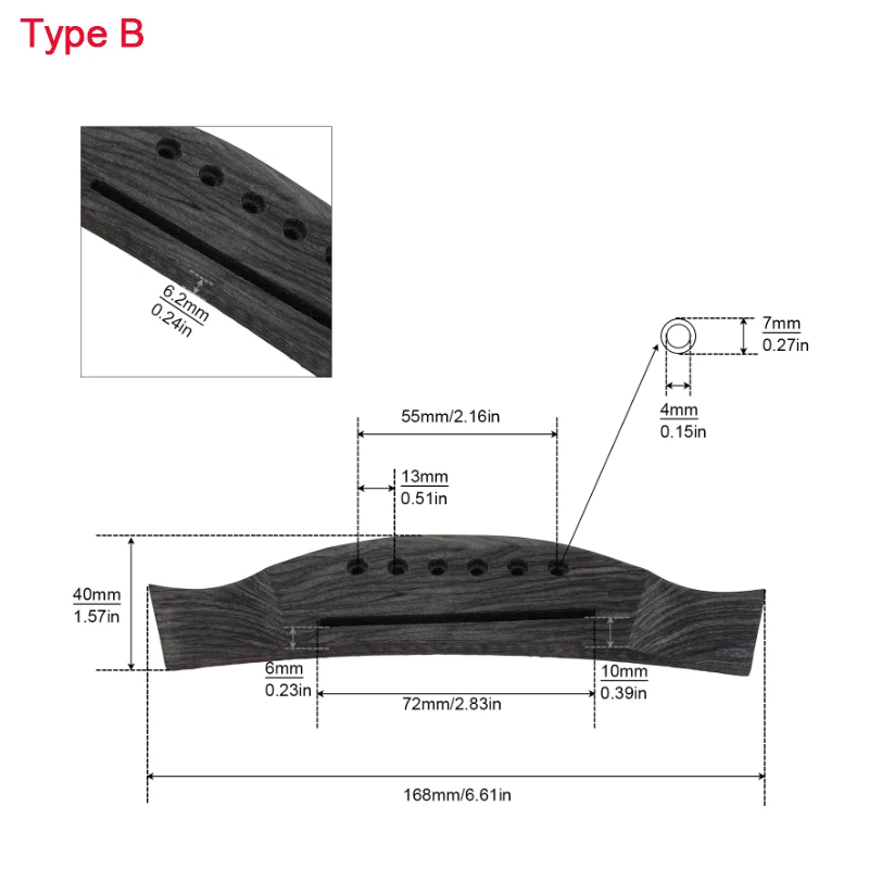 Guitar Bridge Pad 6 String Guitar Part Wood Acoustic 1 PC