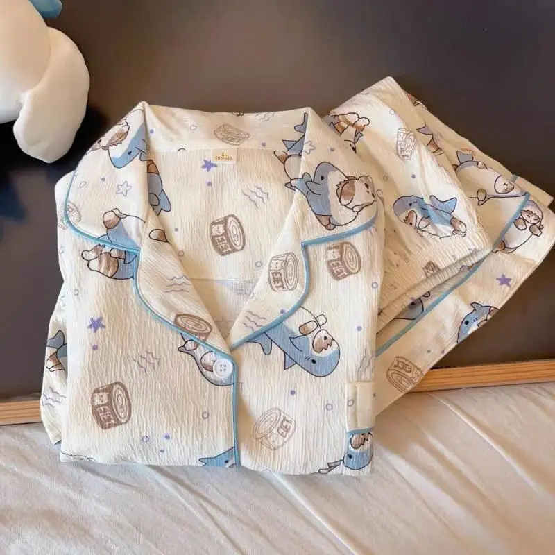 

Милые Мультяшные кавайные пижамы Mofusand шорты с коротким рукавом Кардиган из хлопка удобные подарки на день рождения девушке