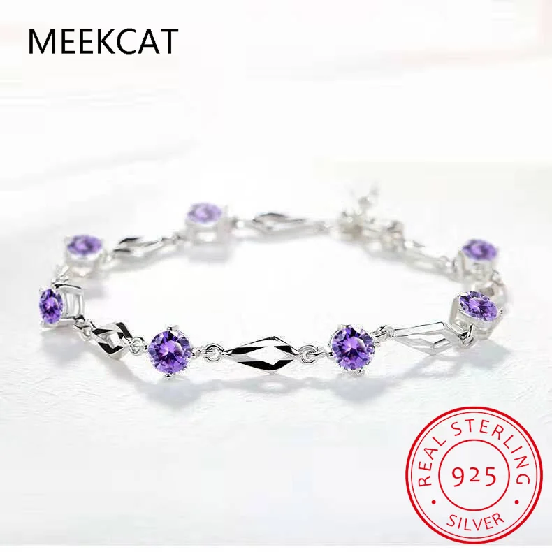 여성을위한 솔리드 Moissanite 테니스 팔찌 약혼 파티 선물을위한 실험실 다이아몬드 마름모 팔찌