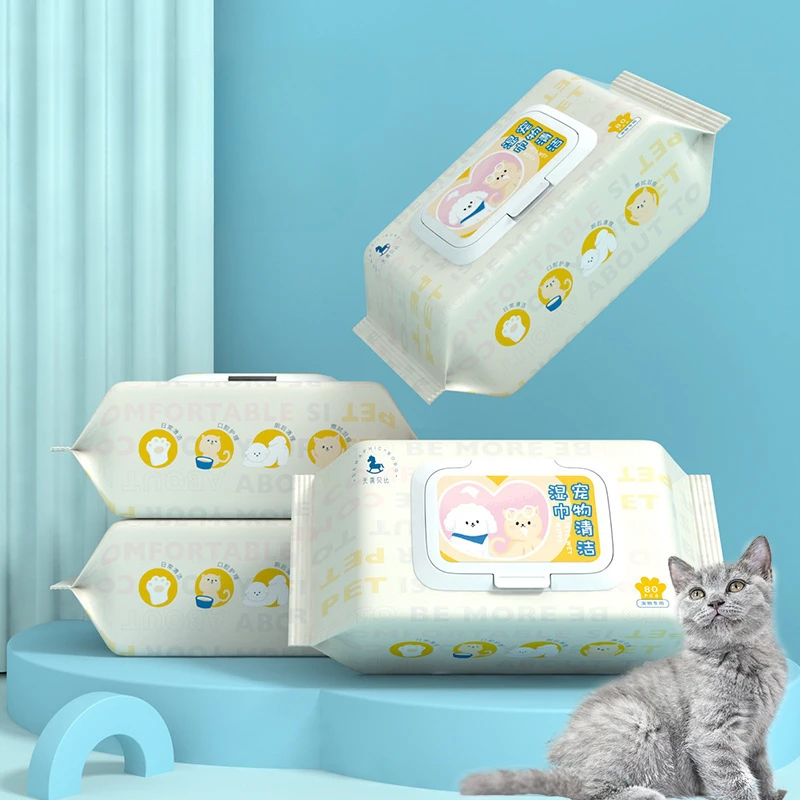 Pet Wipes for Cats and Dogs: Wipe Tear Stains, Clean Body Parts, Wash Without Water, Deodorize and Clean Wet Wipes