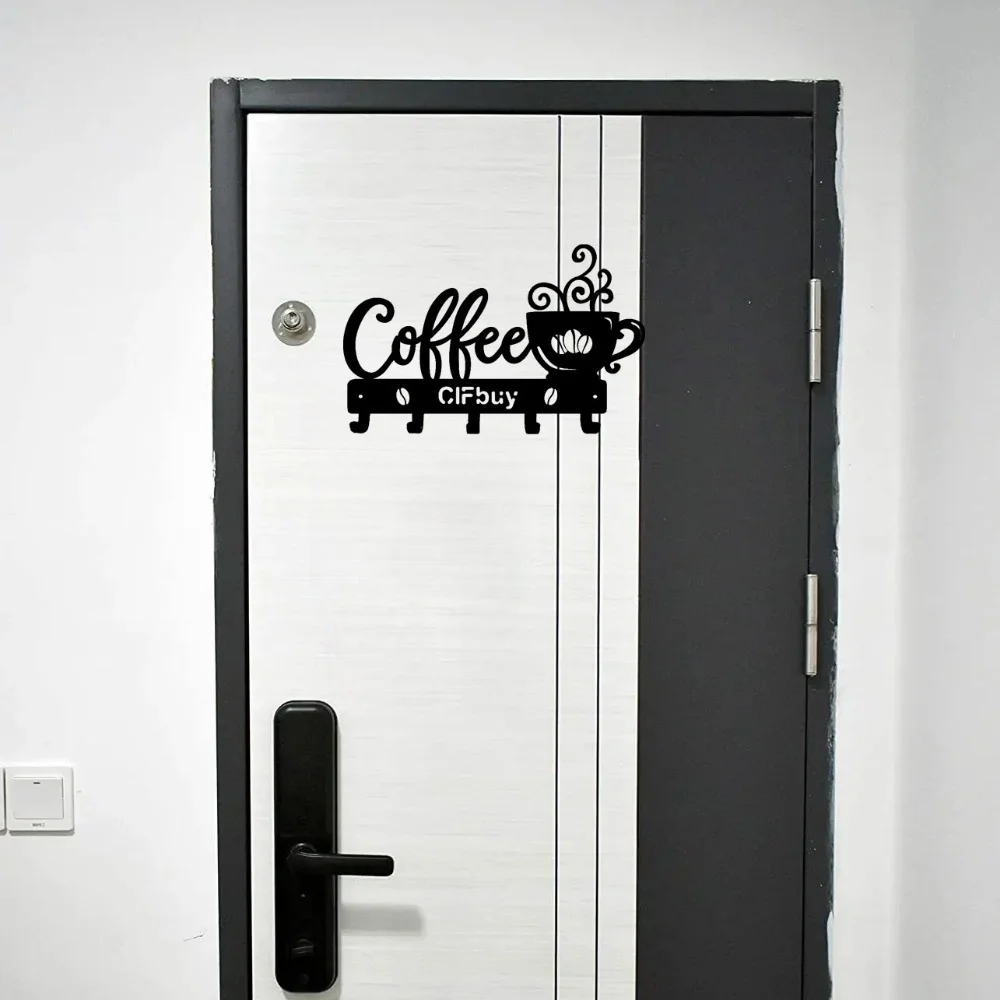 Coffee Bar Decor Rustic Metal Wall Art with Coffee Mug Sign and Hooks Coffee Shops and Homes Featuring a Stylish Coffee Bar Sign 6