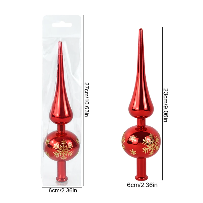 Christmas Tree Topper 23cm Red Gold Silver Tip Shaped Ornament Decorations for Home 2023 Navidad Noel Natal Gift New Year 2024